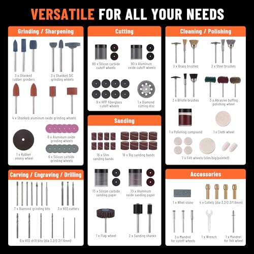 Katerk 420PCS Rotary Tool Accessories Kit Universal Drill Bit Tool Set