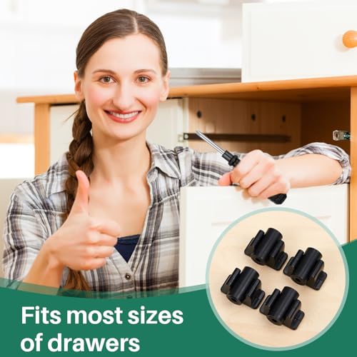 Juexica 4 Pairs False Cabinet Front Clip False Drawer Clips, Black - color: Black