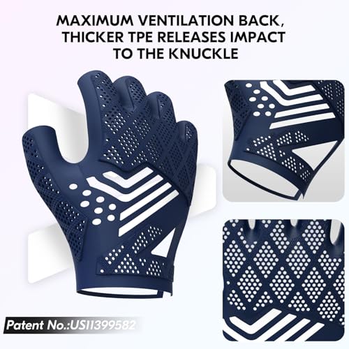 Vgo... NGG X1 Seamless Utility Gloves, Half Finger Mechanic Synthetic Leather Gloves,Knuckle Impacted Work Gloves - color: Dark Blue, size: Large(1 Pair)