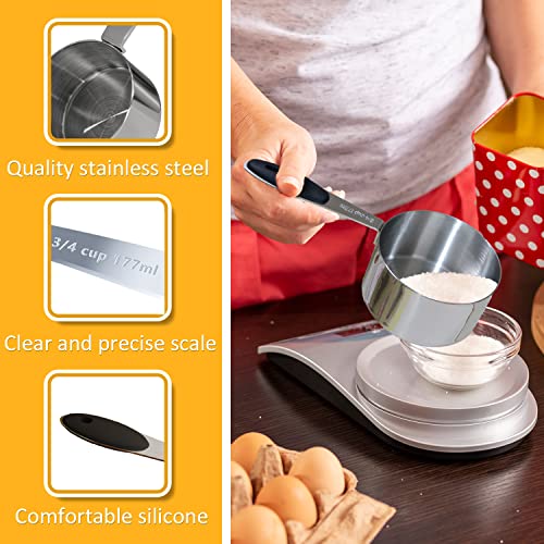 2PCS 3/4cup(177ml) Measuring Cup, Stainless Steel Measure Scoop - size: 3/4cup