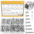 245 Pieces M5 Screws Nuts Washers Set, Sutemribor M5 x 6/8/10/12/16/20/25mm Hex Socket Head Cap Screws Nuts Washers Assortment Kit, 304 Stainless Steel, Fully Threaded - size: M5, style: Socket Head