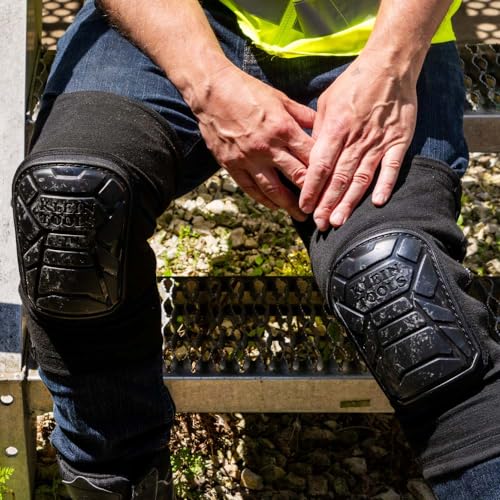 Klein Tools 60630 Tough-Flex Knee Sleeves for Work, Construction, Low-Profile Sleeve with Zipper, Gel-Like Foam, Black, L/XL - size: L/XL