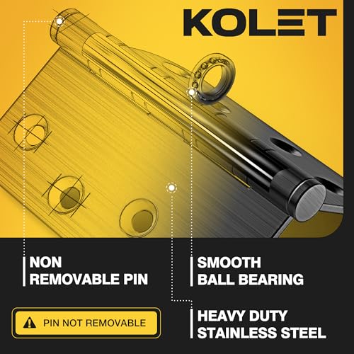 KOLET Ball Bearing Door Hinges, 4 x 4 Inches, Matte Black, 3 Pack - color: Matte Black, size: 3 Pack