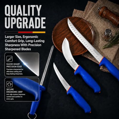 DRAGON RIOT 4-Piece Boning Butcher Knife Set 10inch, Stainless Steel - color: 4-Pcs