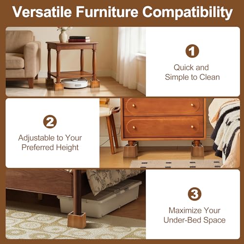 Wooden Bed Risers 3 Inch Heavy Duty, Support 2500 lbs, Brown - color: Retro Brown, size: 3"H(Inner 2"H)