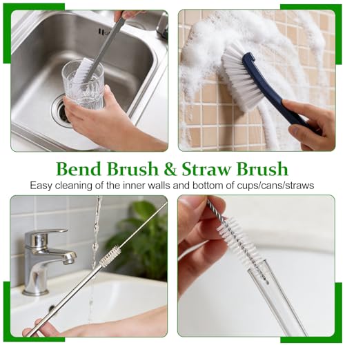19Pcs Crevice Cleaning Brush Set,Hard Bristle Gap Scrub Tools