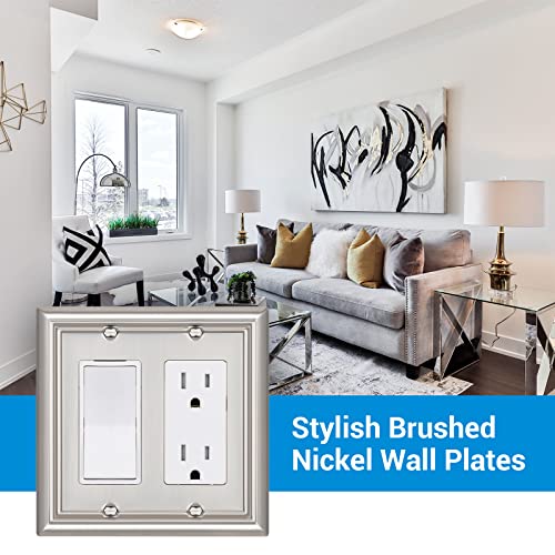 DEWENWILS Double Decorator Wall Plates, Brushed Nickel Outlet Covers - color: Brushed Nickel, size: 2 Decorator 2PK