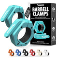 DMoose Fitness Barbell Clips 2 Inch (Pair) - Quick Release Olympic Barbell Clamps & Collars with Anti Slip TPR Grip for Secure Weightlifting and Powerlifting - Weight Clips for Bars at Home or Gym - color: Cyan, style: Non Magnetic
