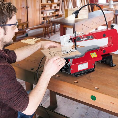 Variable Speed Scroll Saw 16-Inch with Led Workinglight, Extra-Large Adjustable Tilting Work Table for Woodworking - style: with led