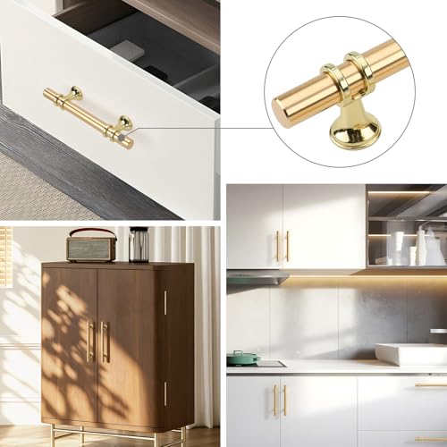Rergy 10 Pack 4 Inch Hole Center Gold Handles for Cabinets Kitchen Pulls - color: Gold, size: 4-1/16in Hole Center(102mm)