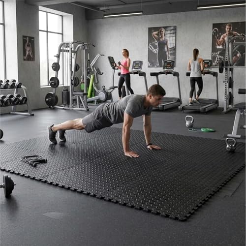 BalanceFrom Puzzle Exercise Mat 3/4-inch Thick, EVA Interlocking Foam Floor - color: Black, style: 3/4" Thick, 96 Square Feet