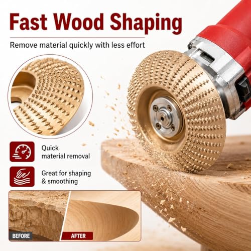 3PCS Angle Grinder Polishing Pad,Tungsten Carbide Cutting Wheel,Heavy-Duty Wood Carving Disc Set for 4" & 4-1/2" Grinders, Grinding Wheel Wood Carving,Woodworking Attachment for Shaping Polishing