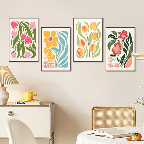 Okarina 4 Pack Paint by Numbers Kit for Adults with Frame, Easy Flower - color: OP4FUS2506-03