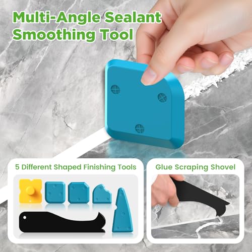6 in 1 Silicone Caulking Tool Kit, Caulk Grout Remover Tool (Green) - color: Green