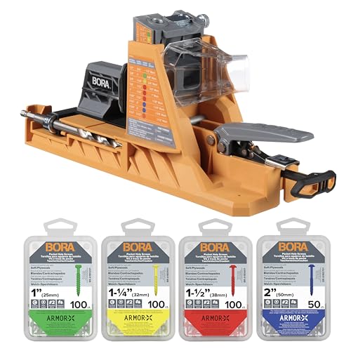 BORA Automatic Pocket Hole Jig Kit with 350 pc Screw Set - size: Auto Jig w/ 350pc Screw Set