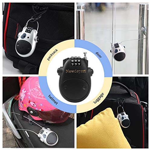 Retractable Cable Lock, 3-Digit Combination Lock with 3ft Steel Cable for Bike, Ski, Snowboard, Scooter, Skateboard & Stroller
