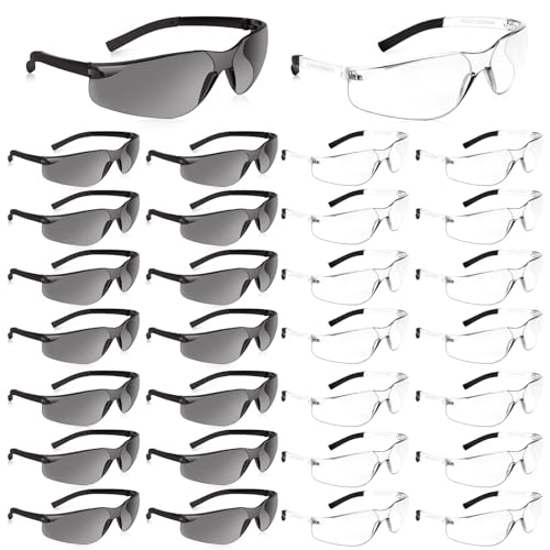 Salfboy 30pack Safety Glasses Bulk for Men Women, Ansi Z87.1 Eye Protection - color: 118- 15clear+15grey