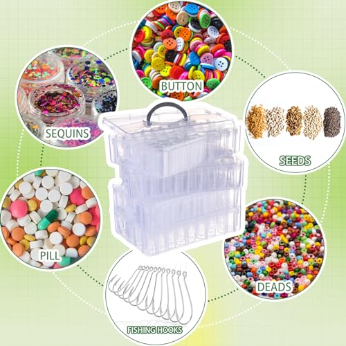 Willinglong 4 Tier Diamond Art Storage Containers with 208 Grids, Pink - color: Pink, size: 4 Tier