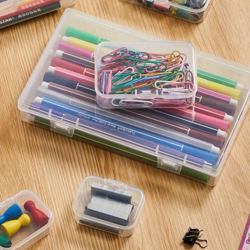 24 Pieces Mixed Sizes Rectangular Empty Mini Clear Plastic Organizer Box - size: 4 Sizes