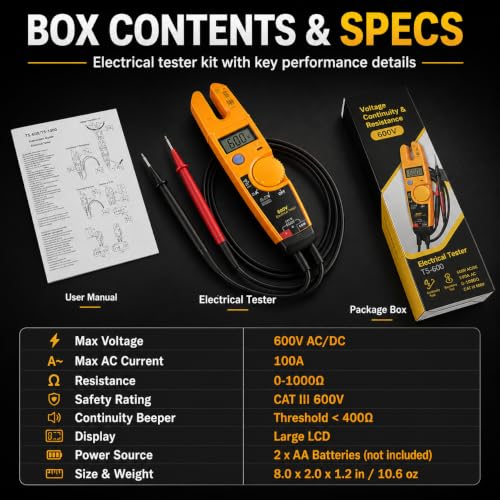 T5-600 Electrical Tester Compatible with Fluke Meter, 600V Voltage Tester - style: T5-600