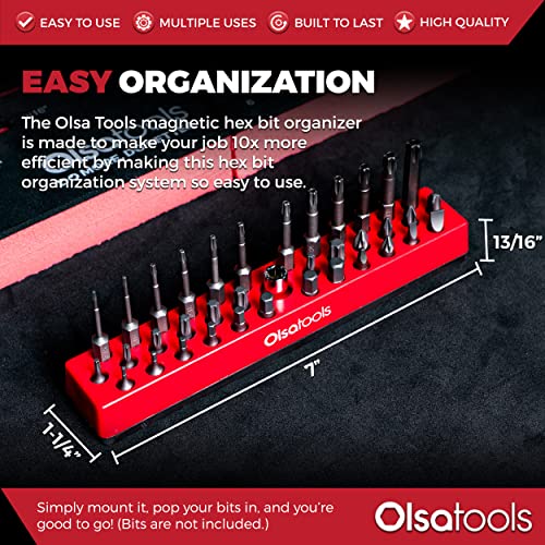 Olsa Tools Hex Bit Organizer with Magnetic Base - Professional Quality Hex Bit Holder for Specialty, Drill or Tamper Bits - Red - Part: 1001 - color: Red, size: Small - 1pc