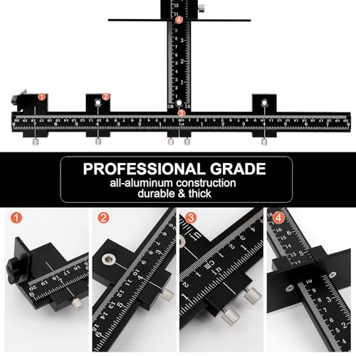 Cabinet Hardware Jig Tool - Adjustable Drill Template for Handles & Pulls on Drawers/Doors | All Aluminum Alloy with Center Punch & Carrying Bag
