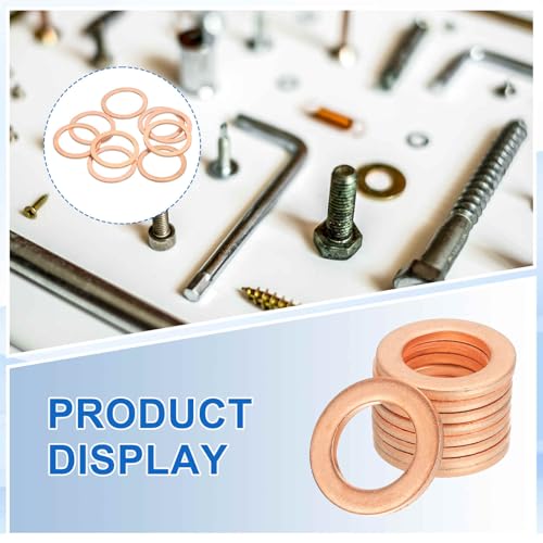 MECCANIXITY 9Pcs Flat Washer, M22 Copper Washers Copper Sealing Ring Crush Washer Kit Assortment, 22mm ID, 28mm OD, 1.5mm Thick for Bolts Screws Machinery Repair - size: 22mmx28mmx1.5mm