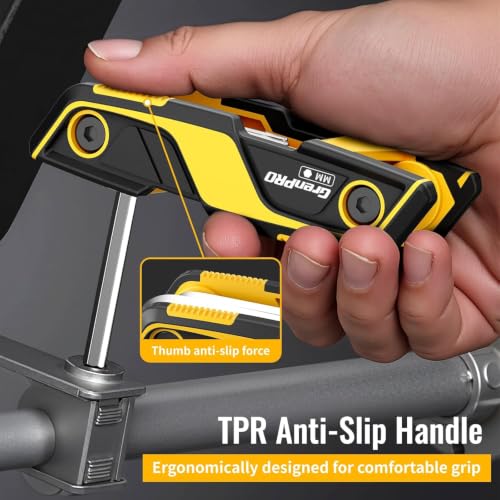 GRENPRO 3 Pack Folding Allen Wrenches Set Metric&SAE Hex Key Torx Star Tool