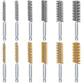 24 Pieces Bore Brush for Drill Wire Bore Brush Set Wire Cleaning Set Stainless Steel Cleaning for Power Drill Impact Driver (Stainless Steel,Brass) - style: Stainless Steel, Brass