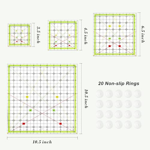 Aixoom Quilting Ruler Set, Square Quilting Templates 3.5/4.5/6.5/10.5"