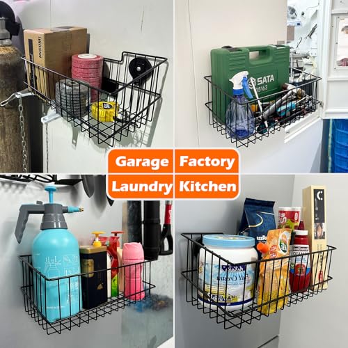MUTUACTOR Heavy Duty Magnetic Basket,2PCS Solid Metal Magnet Storage Shelves for Fridge,Extra Large Magnetic Tool Holder for Organizing Kitchen Laundry Closet Garage RV - style: 2 PCS Heavy Duty Metal Wire Baskets
