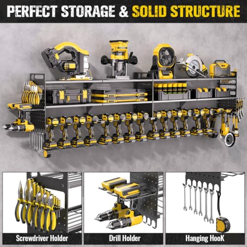 2 Pack Power Tool Organizer Wall Mount, 3-Layer,18 Drill Holders - color: Black, size: 18 Drills Holder-3 Layers