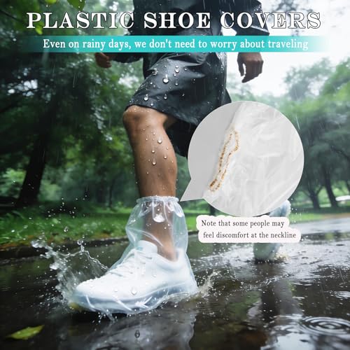 20 Pcs Individually Packaged Rain Shoe Covers, Clear Disposable Plastic Shoe Covers for Rain for Adults, Portable & Wear-Resistant for Rain Snow Disney (Adults, M 20Pcs) - size: Adults M 20Pcs
