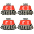 AAIN 3in Wire Wheel Cup Brush,4 Pack Twisted Knotted Brush for Grinders - size: 4 pack, style: 3 Inch Knotted Cup Brush