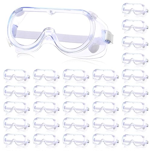Yunsailing Protective Safety Goggles Lab Over Glasses Clear Anti Fog Eye Protection Goggles for Men Women - color: Clear White
