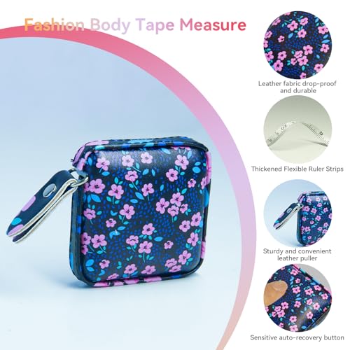 Mini Retractable Soft Tape Measure for Sewing, Fabric, Clothing, Blue Little Flower - color: Blue little flower
