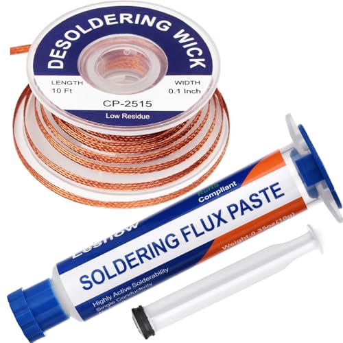 Solder Flux Paste And Solder Wick Braid, No Clean Soldering Flux(10cc) Soldering Remover Tool, 10ft Desoldering Wick Braid For Electronics Repair For Disassemble Electrical Components - style: 1pcs+1pcs