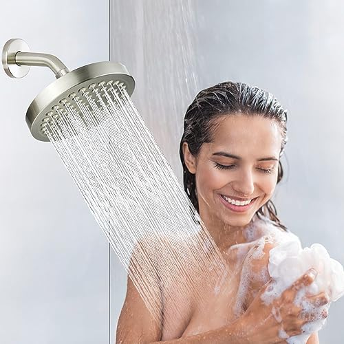 Shower Arm with Flange, 6 Inches Wall Mount Replacement Shower Head Arm For Fixed Shower Head and Handheld Showerhead, Brushed Nickel - color: Brushed Nickel, style: 6 Inch