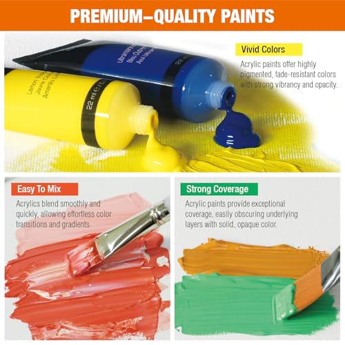 24 Colors Professional Acrylic Paint Set, Artist Paint Supplies - color: 24 Colors