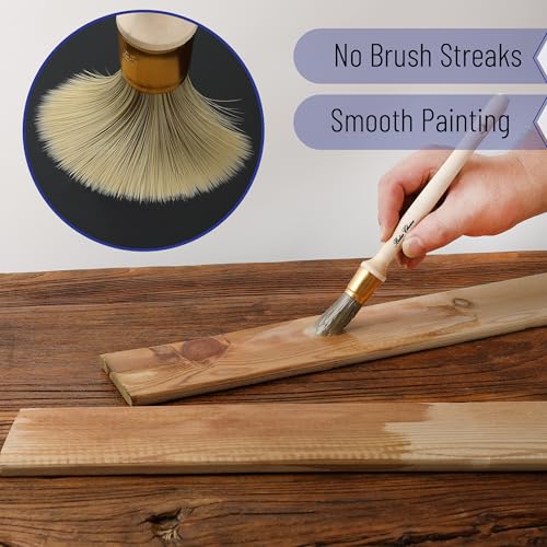 Bates- Trim Brush Set, 0.6”, 0.75” & 1”, Wooden Handle, Round Paint Brush - color: Wooden Handle, size: 5/8”, 3/4”, 1”