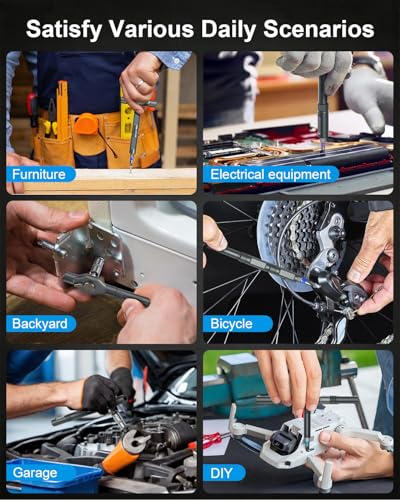 AMIR Ratchet Screwdriver Set, 34 in 1 Magnetic Screwdriver Set with 1/4" Socket Adapter, 24 Bits & 7 Hex Sockets, Modular Handle, DIY Tool Kit for Furniture, Appliance, Auto Repair