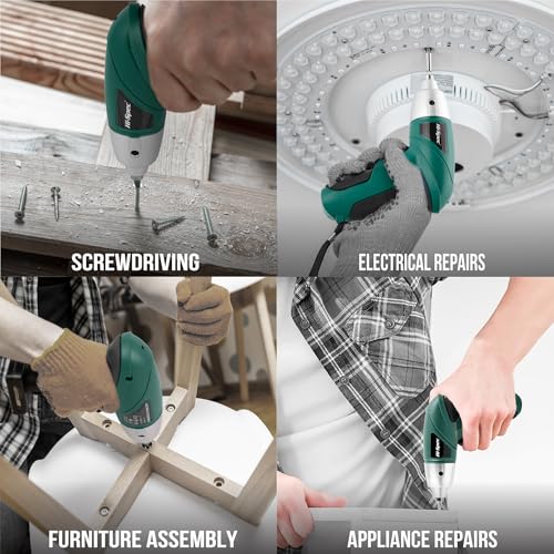 Hi-Spec 3.6V USB Electric Screwdriver for Home Repairs and Assembly, Green - color: Green