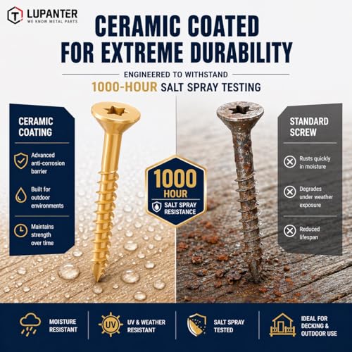 Deck Screws Assortment Kit, #10 x 3'', 3-1/2'', 2'', 4'', #8 x 1'', 1-1/4'', 1-1/2'', 2'', Multi-Size Fasteners Set for Decking and Outdoor Wood Projects, 490 Pack