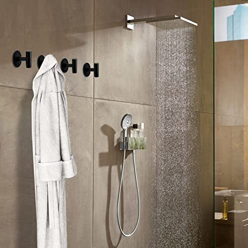 Vuzvuv Matte Black Self Adhesive Stainless Steel Towel Hook (4-Pack) | SUS304, Self-Adhesive, Heavy Duty, Waterproof, Coat Robe Clothes Wall Hook Holder for Bathroom Kitchen Office Hotel Pool - color: Black-4 Pcs