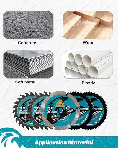 3 Inch Compact Circular Saw Blade Set, Multi-Material Cut for Wood, Plastic, Metal, Concrete Cutting, 10mm Arbor - 5 Pack - size: Set 3