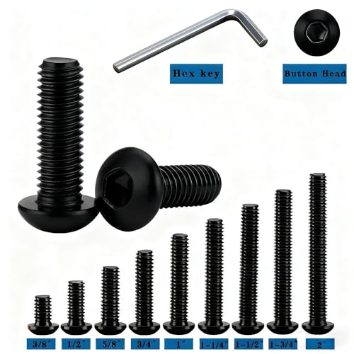 Metuja 20PCS 5/16-18x3/4 Button Head Socket Cap Bolts Screws,304 Stainless Steel Rust & Corrosion Resistant with Black Oxide Finish,Full Thread for DIY,Furniture Assembly,Toys & Mechanical Repair - size: 5/16-18 x 3/4"