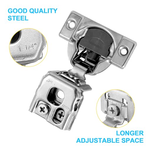 1-1/4 Inch Overlay Soft Close Cabinet Hinges, 6 Pack Slow Soft Close Hinges for Kitchen Cabinets Satin Nickel Hidden Self Closing Kitchen Cabinet Hinges for Cupboard - size: 1-1/4 inch Overlay