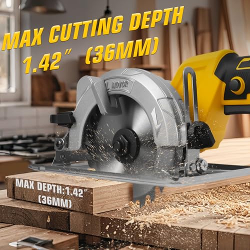 5" Cordless Circular Saw for Dewalt 20V Battery, 1000W Brushless Power Saw | 2 Blade, 0-45° Cutting Bevel, Cutting Depth 1.42″(36MM), Compact Circular Saws for Wood,PVC,Metal,Stone(No battery)
