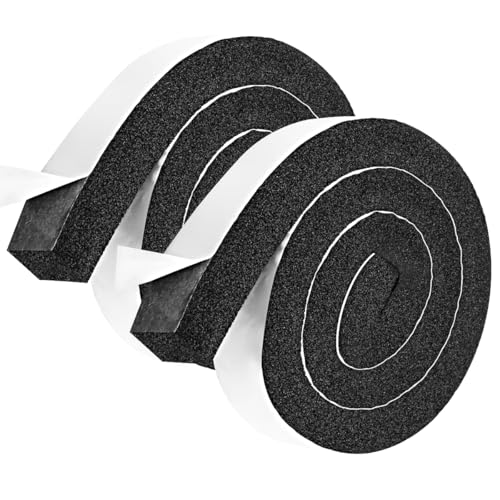 2 Rolls 1/2 Inch W 1/2 T Weather Stripping Air Conditioner Open Cell Foam Seal Tape, Window Insulation High Resilience Seal Strip for Doors Window,Total 16FT - size: 1/2IN*1/2IN*16FT