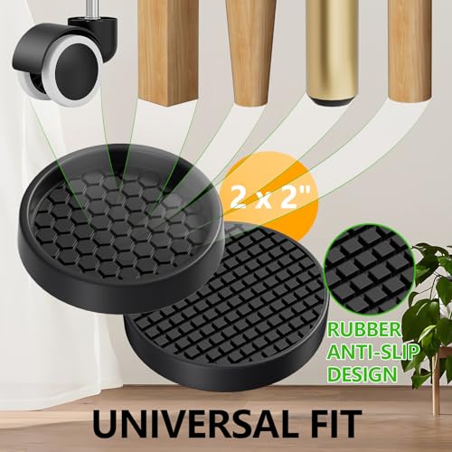 Non Slip Furniture Pads for Hardwood Floors - 4PCS 2" Caster Cups, Round | Furniture Stoppers to Prevent Sliding, Anti Slip Furniture Coasters Cup, Floor Protectors for Furniture Bed Couch Chair,Black - size: 2" 4pcs Black